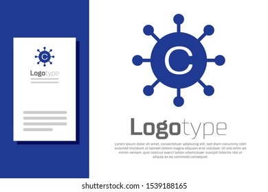 Blue Copywriting network icon isolated on white background. Content networking symbol. Copyright sign. Copywriting network sign. Logo design template element. Vector Illustration