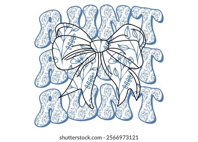 Blue Coquette Bow Aunt Chinoiserie T-shirt Design