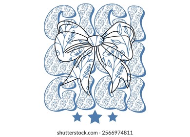 Blue Coquette Bow Gigi Chinoiserie T-shirt Design