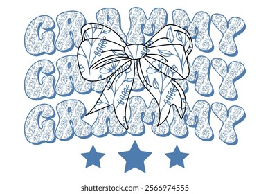 Blue Coquette Bow Grammy Chinoiserie T-shirt Design