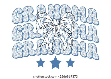 Blue Coquette Bow Grandma Chinoiserie T-shirt Design