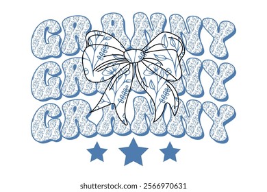 Blue Coquette Bow Granny Chinoiserie T-shirt Design