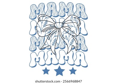 Blue Coquette Bow Mama Chinoiserie T-shirt Design