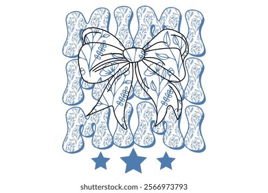 Blue Coquette Bow Mimi Chinoiserie T-shirt Design