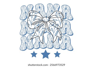 Blue Coquette Bow Nana Chinoiserie T-shirt Design