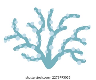 Blue coral in flat style. Beautiful design element.