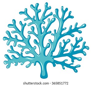 Blue coral on white background illustration