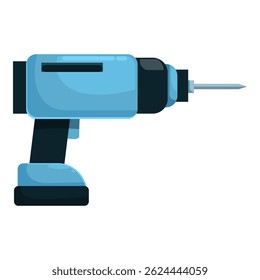 Blue cordless drill for construction, renovation, and carpentry, with ergonomic handle