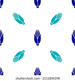 Blue Corn icon isolated seamless pattern on white background.  Vector Illustration
