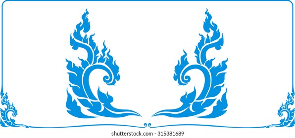 Blue Corner Page decoration line thai style. Decorative floral elements,