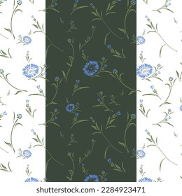 Blue cornflowers seamless floral pattern in vector. Flowers Pattern in vector on transparent backgrounds. Seamless color pattern in the pastel with cornflower flowering floral background