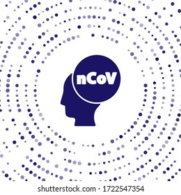 Blue Corona virus 2019-nCoV icon isolated on white background. Bacteria and germs, cell cancer, microbe, fungi. Abstract circle random dots. Vector Illustration