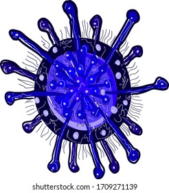 Blue corona virus, illustration, vector on white background
