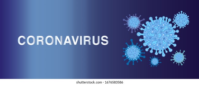 Blue corona virus infection vector banner with navy background. Virus corona virus microbe vector. Corona virus sign disense outbreak wallpaper