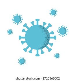 Blue Coronavirus Or Covid 19 Outbreak Vector Concept. Virus Disease. Let's Stay Home And Safe, Social Media Campaign. Staying Home With Self Quarantine. Protect From Viruses. Icon Or Logo.