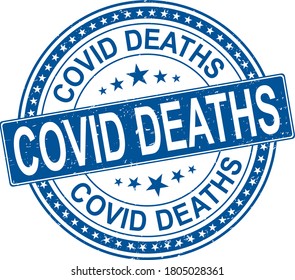 blue Coronavirus logo COVID-19 deaths Virus stamp Dangerous environment. Vector