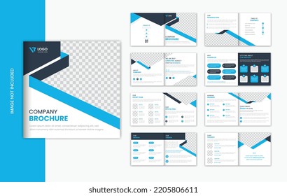 Blue Corporate 16 Pages Brochure Design Template, Business Profile Vector