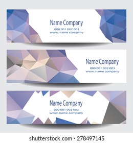 Blue corporate banner identity template. Geometric triangles company business banner vector.