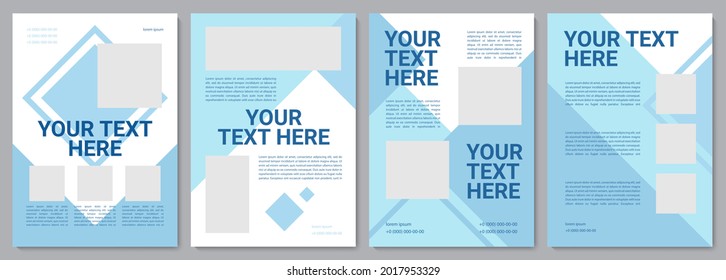 Blue corporate brochure template. Present infrormation. Flyer, booklet, leaflet print, cover design with copy space. Your text here. Vector layouts for magazines, annual reports, advertising posters