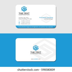 blue corporate business card with letter s