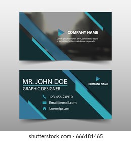 Blue corporate business card, name card template ,horizontal simple clean layout design template 