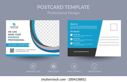 Blue Corporate Business Postcard Or EDDM Postcard Design Template	