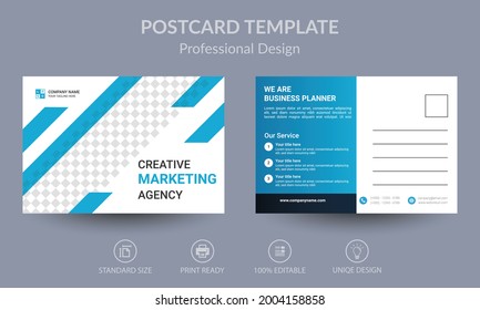 Blue Corporate business postcard or EDDM postcard design template	