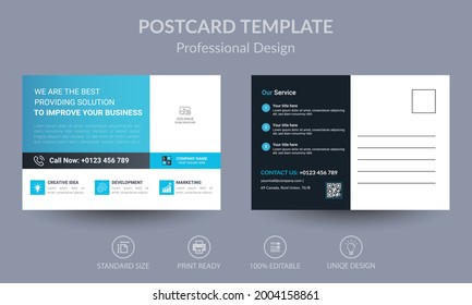 Blue Corporate business postcard or EDDM postcard design template	