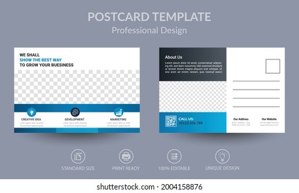 Blue Corporate business postcard or EDDM postcard design template	