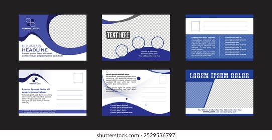 Blue Corporate Business postcard or EDDM Postcard Template Layout Design Bundle amazing, unique and modern real estate design