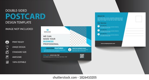 Blue corporate business vector postcard or EDDM postcard design template