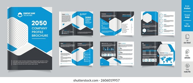 Blue Corporate company profile brochure template design, business profile template design,12 pages, annual report,minimal, editable businss brochure.