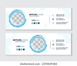 Blue Corporate Email Signatures Template Vector Design. Abstract Professional Email Signature Template Modern and Minimal Layout.