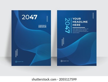 Blue corporate identity cover business vector design, Flyer brochure advertising abstract wavy line strips background, Leaflet Modern poster magazine layout template, Annual report for presentation.