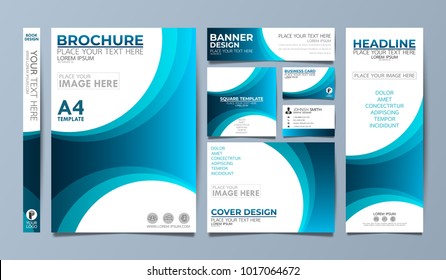 Blue corporate identity set flyer cover business brochure vector design, Leaflet advertising abstract background, Modern poster magazine layout template, Annual report for presentation.