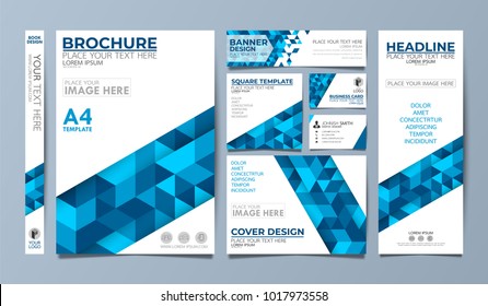 Blue corporate identity set flyer cover business brochure vector design, Leaflet advertising abstract background, Modern poster magazine layout template, Annual report for presentation.