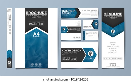 Blue corporate identity set flyer cover business brochure vector design, Leaflet advertising abstract background, Modern poster magazine layout template, Annual report for presentation.