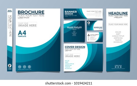 Blue corporate identity set flyer cover business brochure vector design, Leaflet advertising abstract background, Modern poster magazine layout template, Annual report for presentation.
