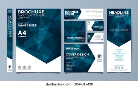 Blue corporate identity set flyer cover business brochure vector design, Leaflet advertising abstract background, Modern poster magazine layout template, Annual report for presentation.