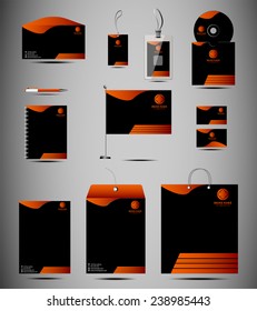 Blue corporate identity template with digital elements