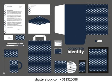 Blue corporate identity template. Vector company style for brandbook and guideline. 