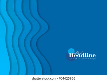 Blue corporate minimal material waves abstract background. Vector design