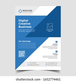 Blue Corporate Modern Business Flyer Template and Poster Template. Blue cover business brochure vector design.