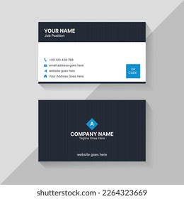 Blue Corporate Professional Business Card Template Design with QR Code	