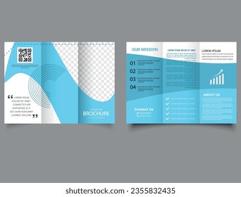 Blue corporate trifold brochure. Modern, Creative