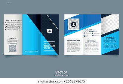 Blue Corporate Trifold business presentation backgrounds design template and page layout design for brochure ,book , magazine, annual report
