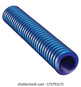 Blue corrugated tube for industrial work. Vector illustration.
