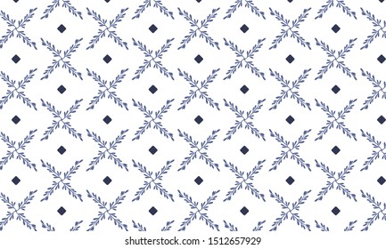 Blue Corydalis Leaves with Square Pattern Background