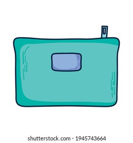 blue cosmetic bag on background