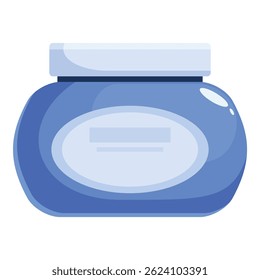 Blue cosmetic cream jar with blank label for your branding mockup